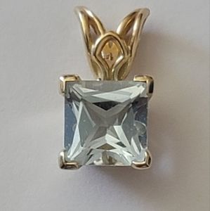 Beautiful Princess Cut RGE (Rare Gems of Earth) Aquamarine & 14k Pendant